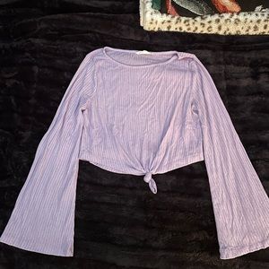 Light Purple tie front shirt.